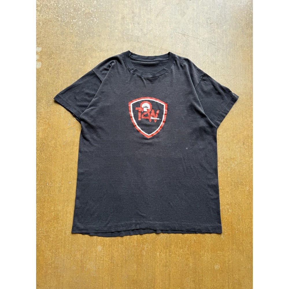 Vintage 80s T2W Needle Obscure Paper Thin Black T-Shirt L USA Single Stitch